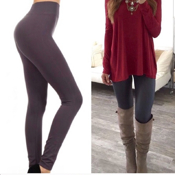 Pants - Charcoal gray fleece lined leggings